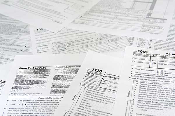 a stack of tax forms